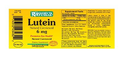 Photo of the Good 'N Natural Lutein 6 mg label