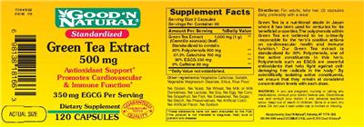 Photo of the Good 'N Natural Green Tea Extract 500 mg label