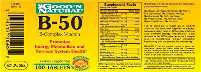 Photo of the Good 'N Natural B-50 B-Complex Vitamin label