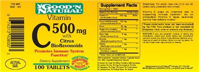 Photo of the Good 'N Natural Vitamin C 500 mg With Citrus Bioflavonoids label