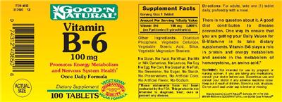 Photo of the Good 'N Natural Vitamin B-6 100 mg label