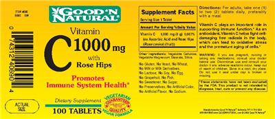 Photo of the Good 'N Natural Vitamin C 1000 mg With Rose Hips label
