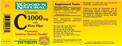 Photo of the Good 'N Natural Vitamin C 1000 mg With Rose Hips label