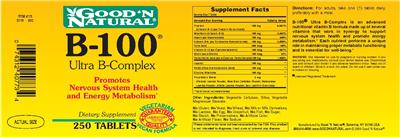 Photo of the Good 'N Natural B-100 Ultra B-Complex label