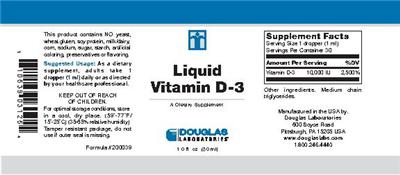 Photo of the Douglas Laboratories Liquid Vitamin D-3 label
