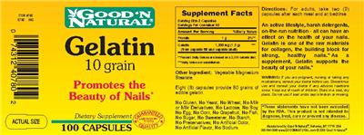 Photo of the Good 'N Natural Gelatin 10 Grain label