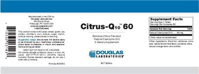 Photo of the Douglas Laboratories Citrus-Q10 60 Delicious Citrus-Flavored Natural Coenzyme Q10 label