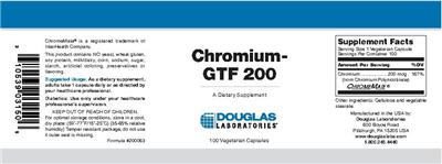 Photo of the Douglas Laboratories Chromium-GTF 200 label