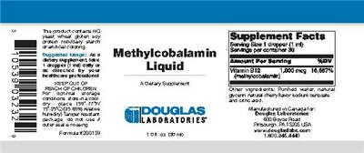 Photo of the Douglas Laboratories Methylcobalamin Liquid label