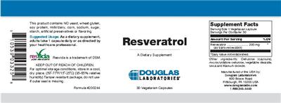 Photo of the Douglas Laboratories Resveratrol label