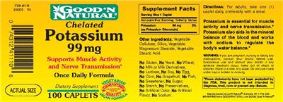 Photo of the Good 'N Natural Chelated Potassium 99 mg label