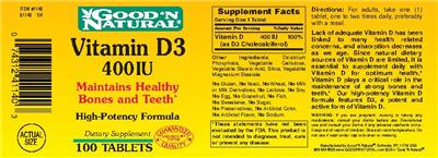 Photo of the Good 'N Natural Vitamin D3 400 IU label