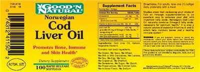 Photo of the Good 'N Natural Norwegian Cod Liver Oil label