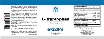 Photo of the Douglas Laboratories L-Tryptophan label