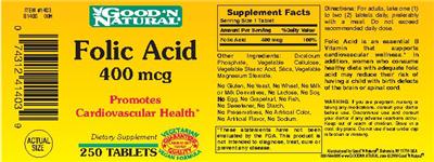 Photo of the Good 'N Natural Folic Acid 400 mcg label