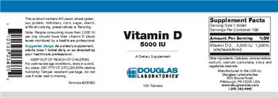Photo of the Douglas Laboratories Vitamin D 5000 IU label