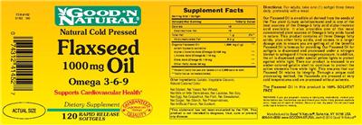 Photo of the Good 'N Natural Flaxseed Oil 1000 mg label