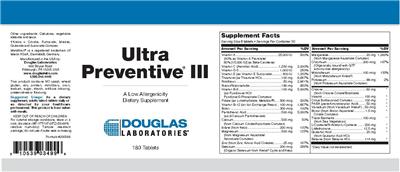 Photo of the Douglas Laboratories Ultra Preventive III label