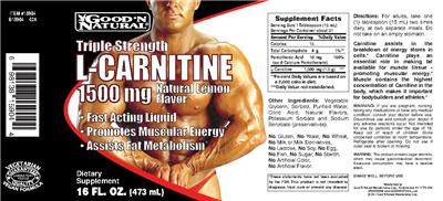 Photo of the Good 'N Natural Triple Strength L-Carnitine 1500 mg Natural Lemon Flavor label