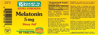 Photo of the Good 'N Natural Extra Strength Melatonin 5 mg label