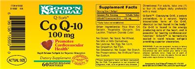 Photo of the Good 'N Natural Q-Sorb Co Q-10 100 mg label