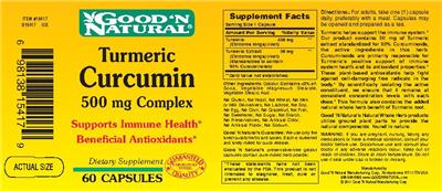Photo of the Good 'N Natural Turmeric Curcumin 500 mg Complex label