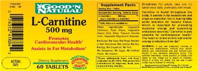 Photo of the Good 'N Natural L-Carnitine 500 mg label