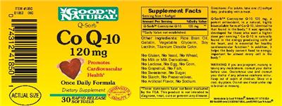 Photo of the Good 'N Natural Q-Sorb Co Q-10 120 mg label
