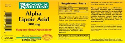 Photo of the Good 'N Natural Alpha Lipoic Acid 300 mg label
