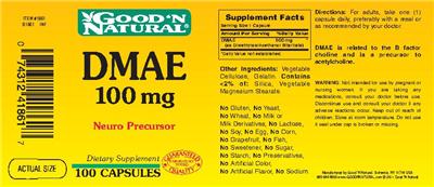 Photo of the Good 'N Natural DMAE 100 mg label