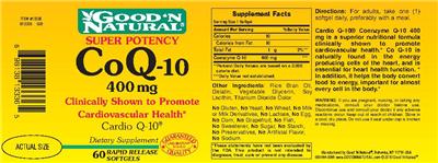 Photo of the Good 'N Natural Super Potency Co Q-10 400 mg label