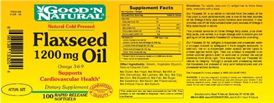 Photo of the Good 'N Natural Flaxseed Oil 1200 mg label