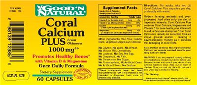 Photo of the Good 'N Natural Coral Calcium Plus 1000 mg label