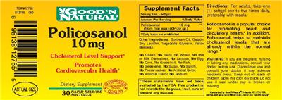 Photo of the Good 'N Natural Policosanol 10 mg label