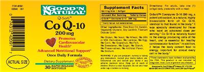 Photo of the Good 'N Natural Q-Sorb Co Q-10 200 mg label