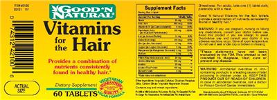 Photo of the Good 'N Natural Vitamins For The Hair label