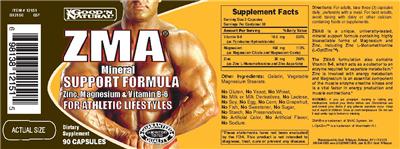 Photo of the Good 'N Natural ZMA Mineral Support Formula label