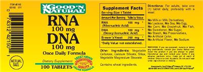 Photo of the Good 'N Natural RNA 100 mg DNA 100 mg label