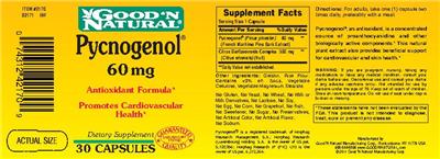 Photo of the Good 'N Natural Pycnogenol 60 mg label