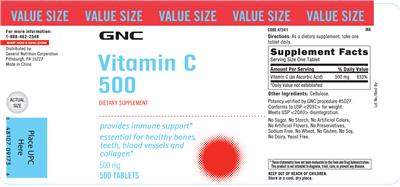 Photo of the GNC Vitamin C 500 mg label