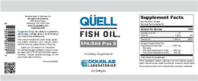 Photo of the Douglas Laboratories Quell Fish Oil EPA/DHA Plus D label