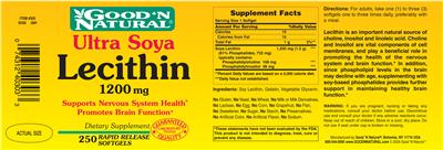 Photo of the Good 'N Natural Ultra Soya Lecithin 1200 mg label