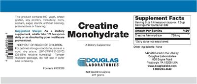 Photo of the Douglas Laboratories Creatine Monohydrate label