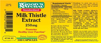 Photo of the Good 'N Natural Milk Thistle Extract 250 mg label