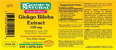 Photo of the Good 'N Natural Ginkgo Biloba Extract 120 mg label