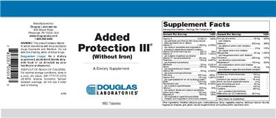 Photo of the Douglas Laboratories Added Protection III (Without Iron) label