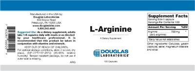 Photo of the Douglas Laboratories L-Arginine label