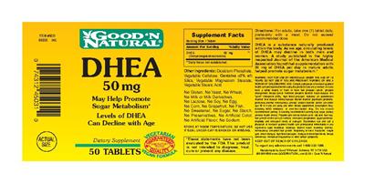 Photo of the Good 'N Natural DHEA 50 mg label