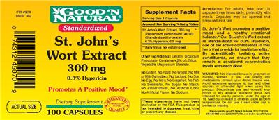 Photo of the Good 'N Natural St. John's Wort Extract 300 mg label