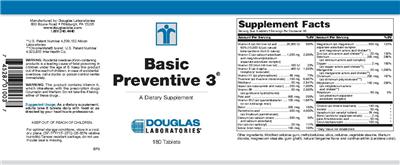 Photo of the Douglas Laboratories Basic Preventive 3 label
